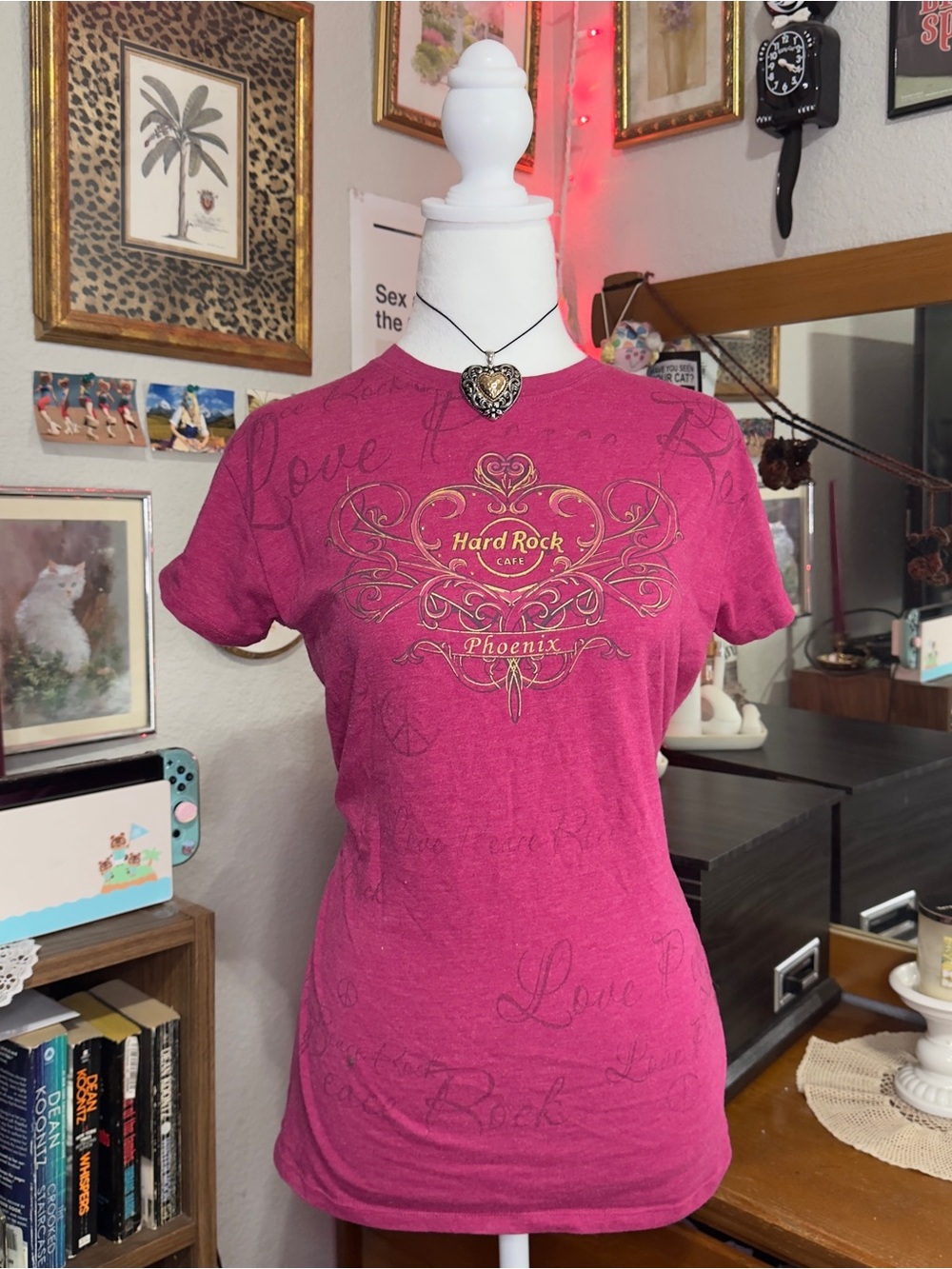 Y2K Hard Rock Couture Phoenix Women's Pink Graphic Tee - Picture 3 of 10